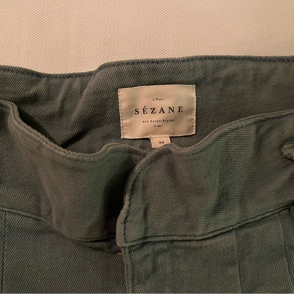 Sézane Austin Trousers Size 36 Green High Waist - Picture 4 of 6